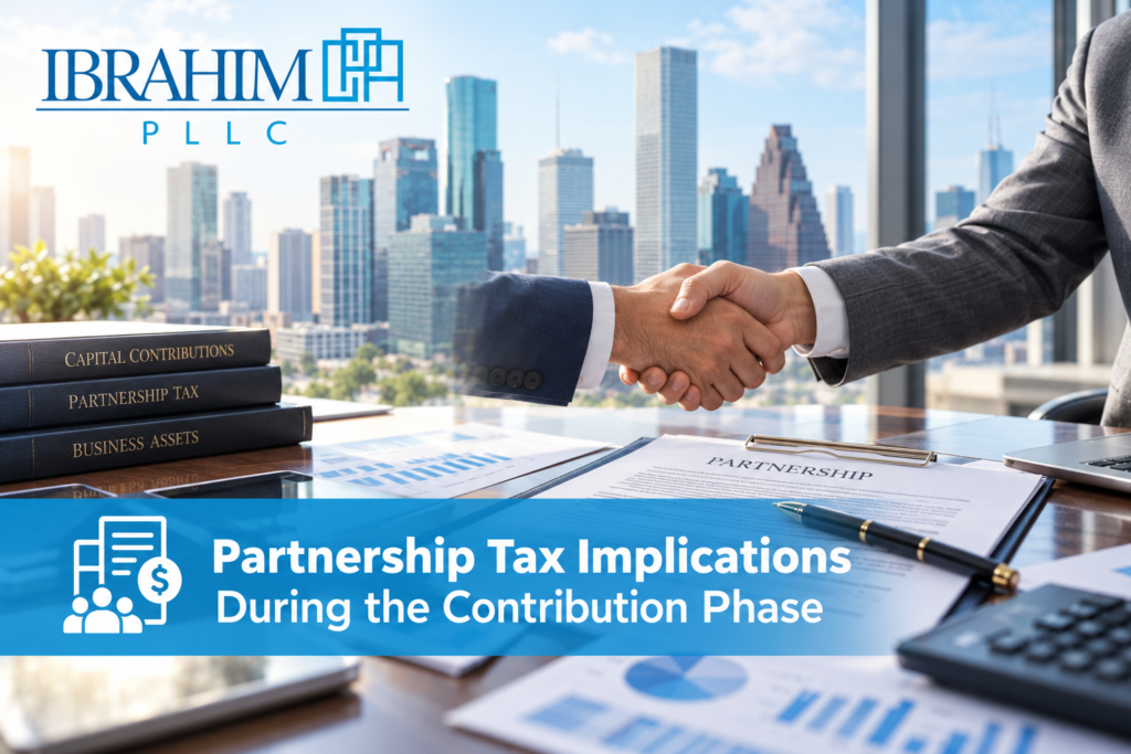 Partnership contribution tax planning involving capital contributions, business assets, and partner basis